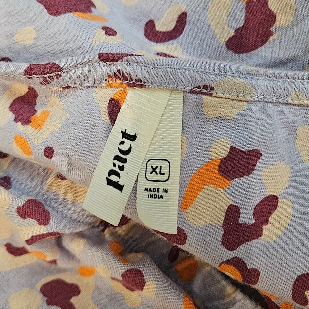 Pact Organic Cotton Slip‎ Dress Womens XL Purple Orange Print Cross Back Casual - Picture 8 of 10